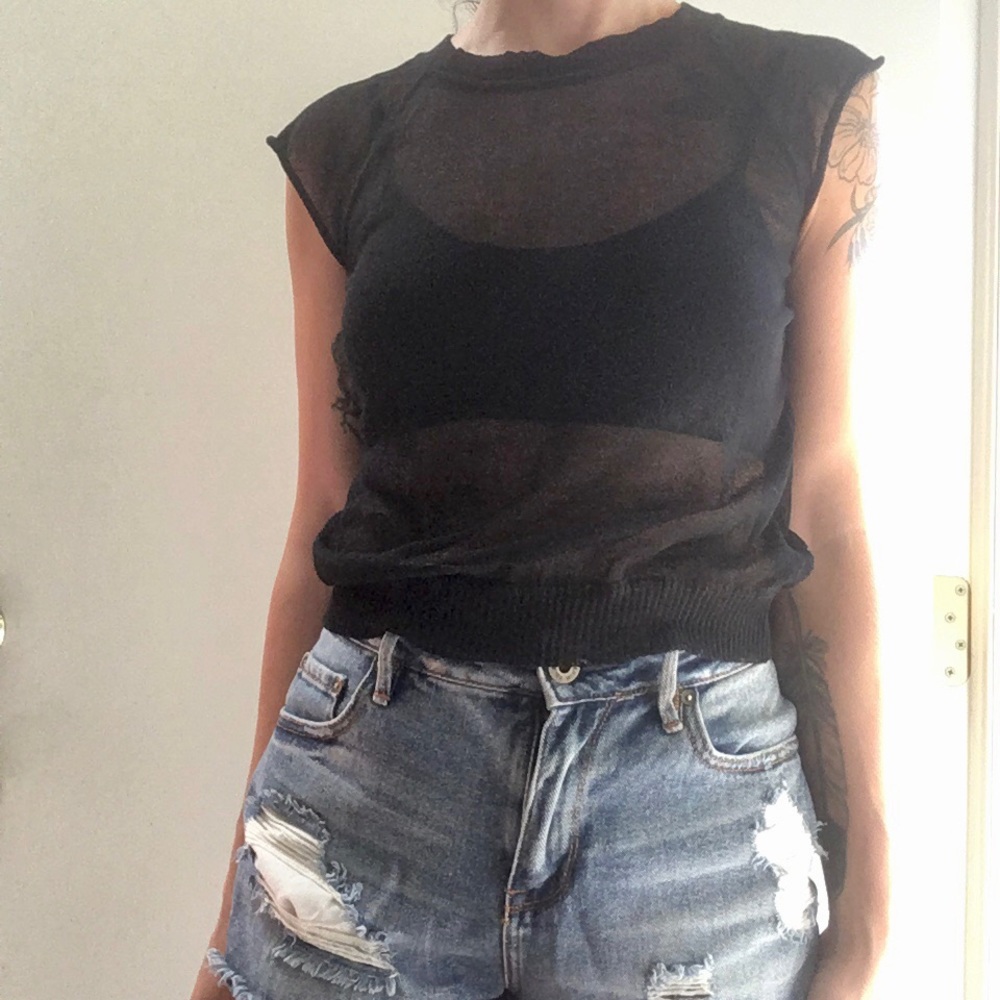 EUC Black mesh muscle tee